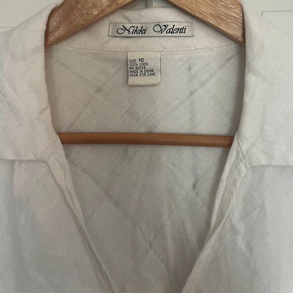 Nikki Valenti White 100% Linen Top - Picture 3 of 4